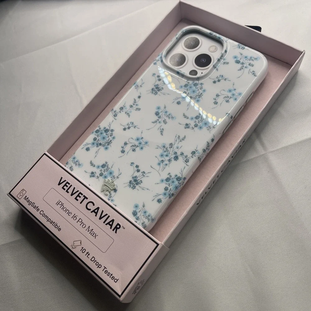 Velvet Caviar Blue Floral Coquette Case iPhone 16 Pro Max MagSafe Protective